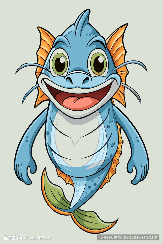 可爱蓝色卡通小海鱼