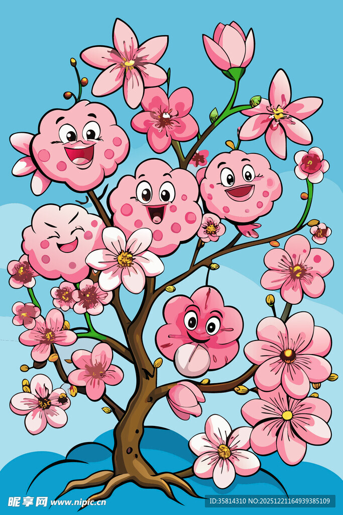 可爱笑脸樱花树