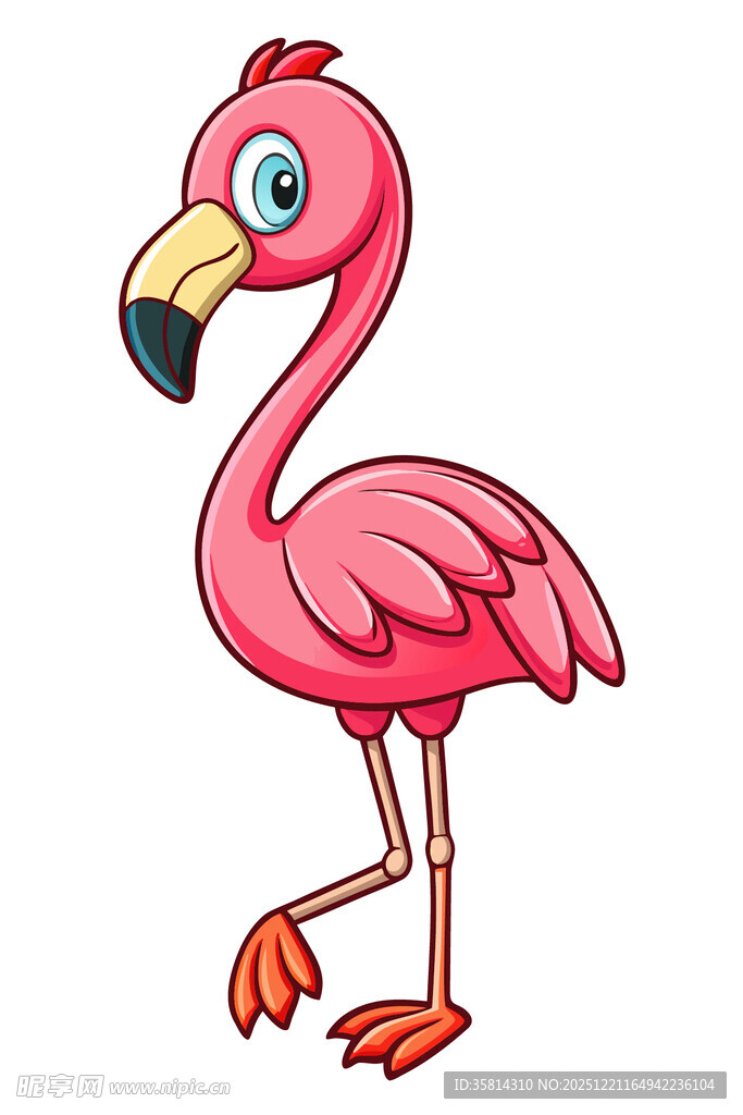 卡通粉色火烈鸟形象