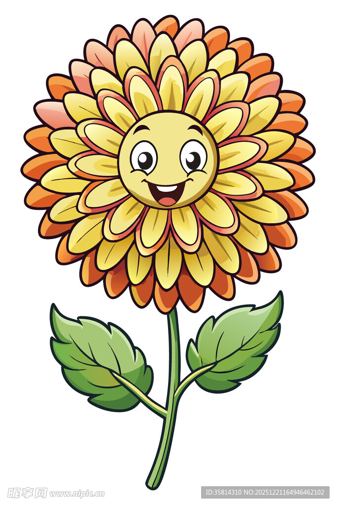 笑脸菊花插画