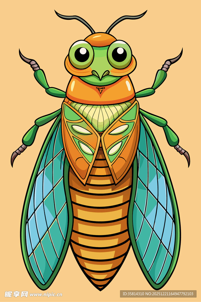 彩色卡通风格的昆虫形象