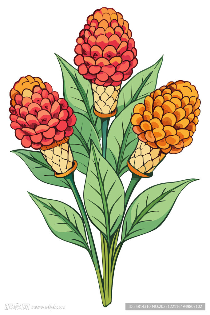 多彩热带果簇插画