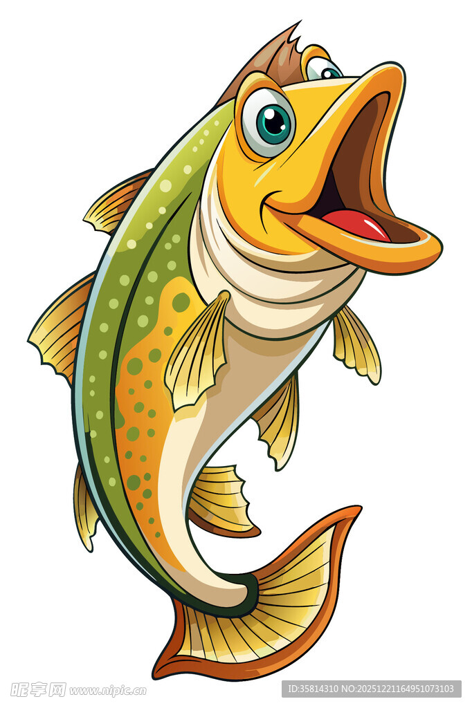 欢快跳跃的彩色卡通鱼