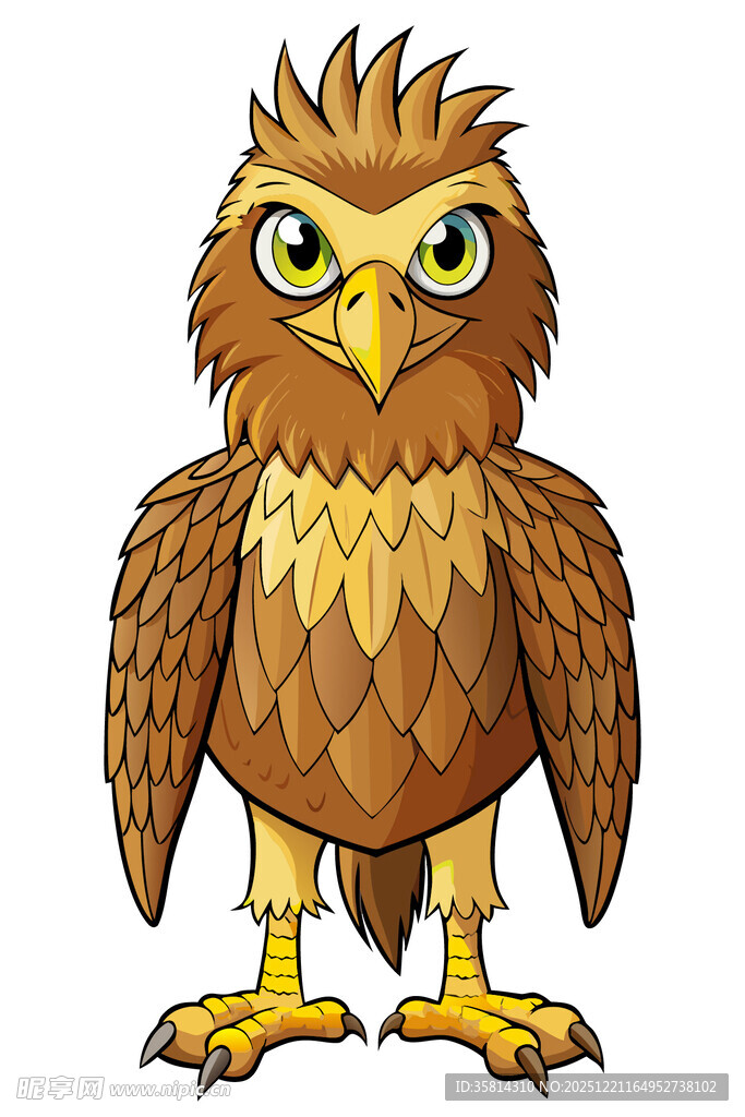 站立的卡通猫头鹰形象