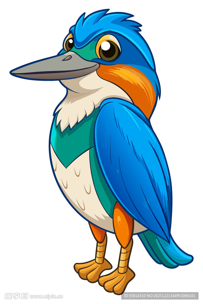 可爱卡通翠鸟形象