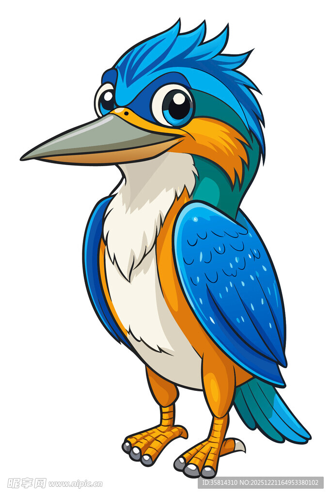 可爱蓝羽翠鸟卡通形象
