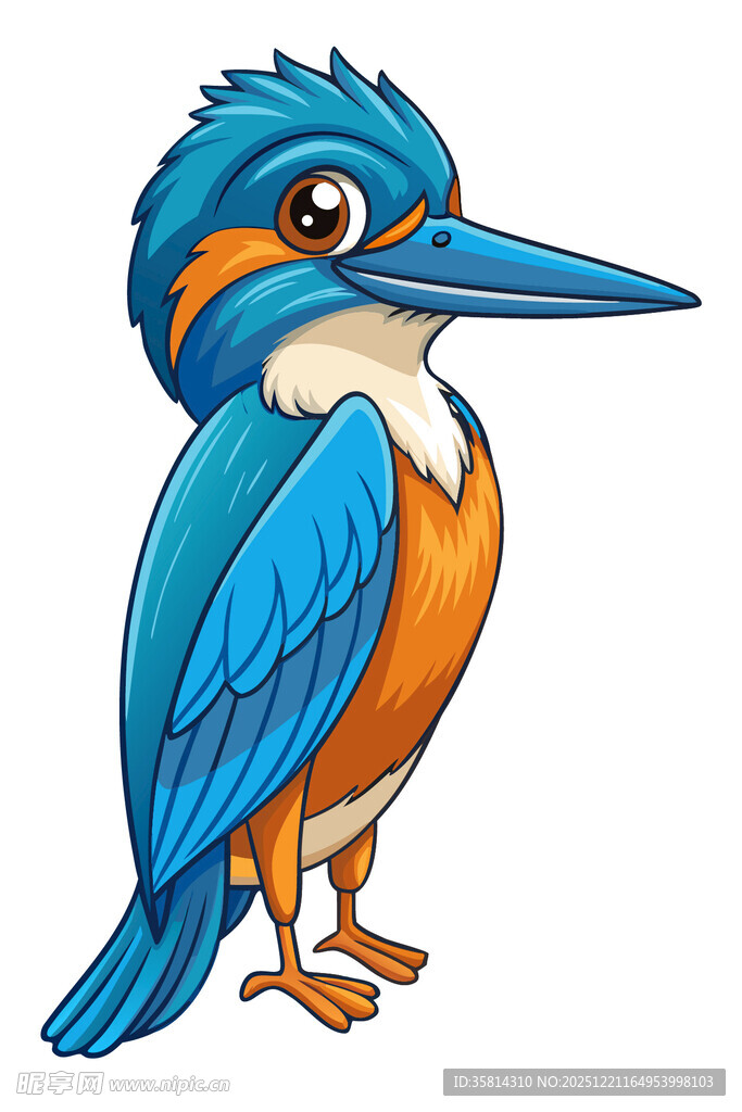 可爱卡通翠鸟形象