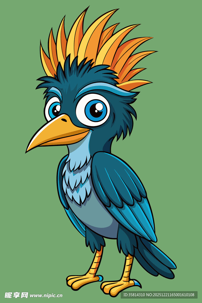 卡通冠羽小鸟形象