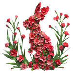 花卉拼成的兔子造型图案