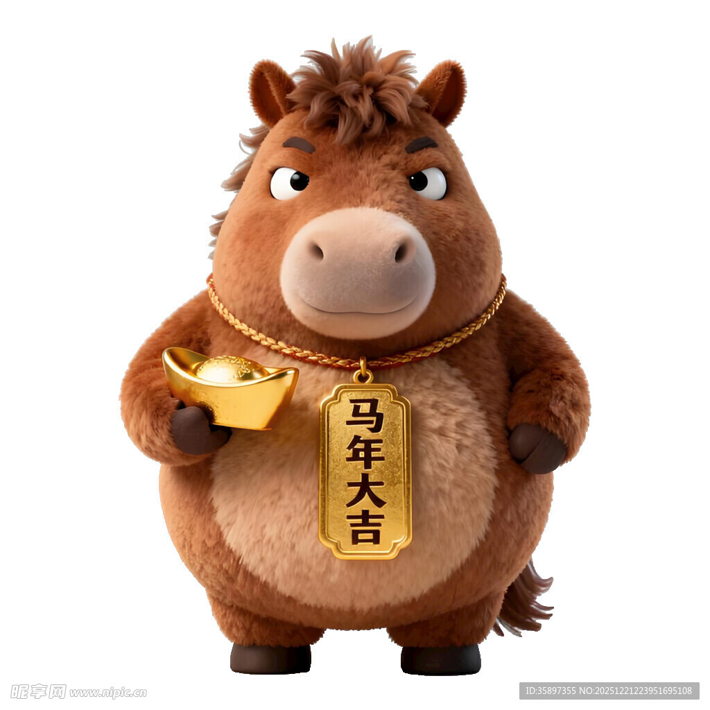 卡通马形象手持金元宝