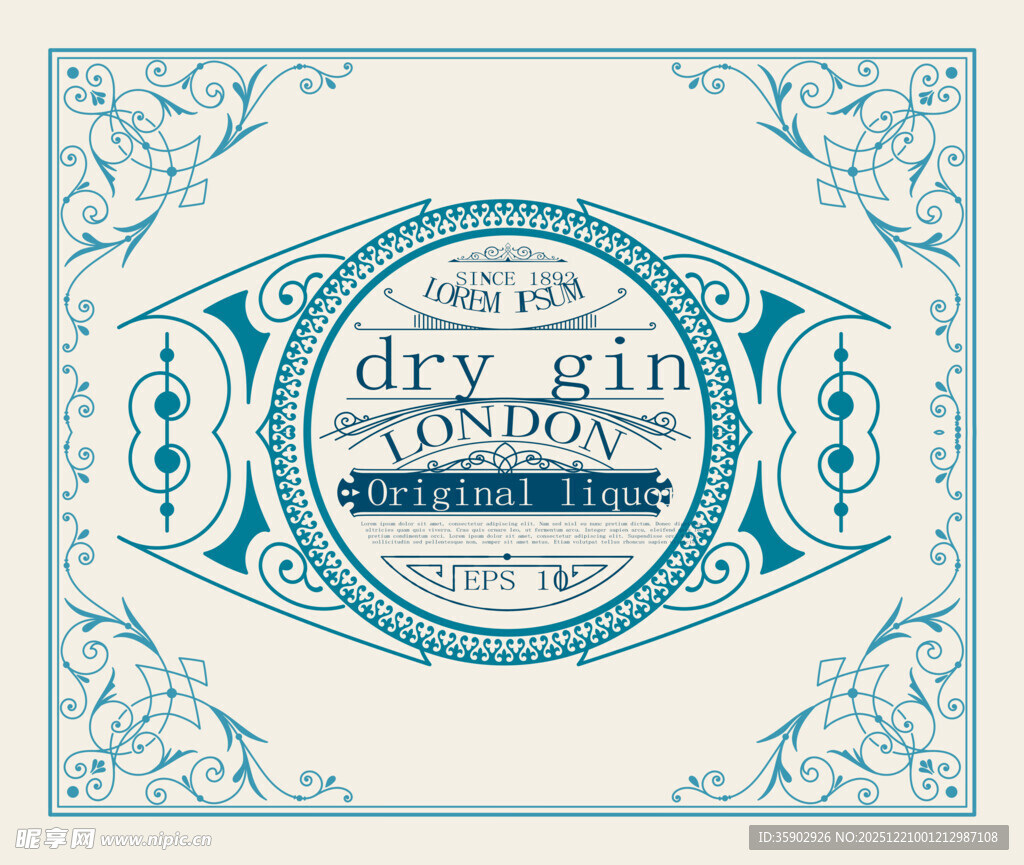 复古干金酒标签设计