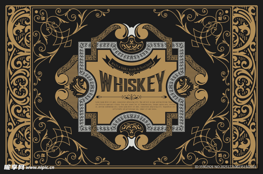 威士忌主题复古装饰图案
