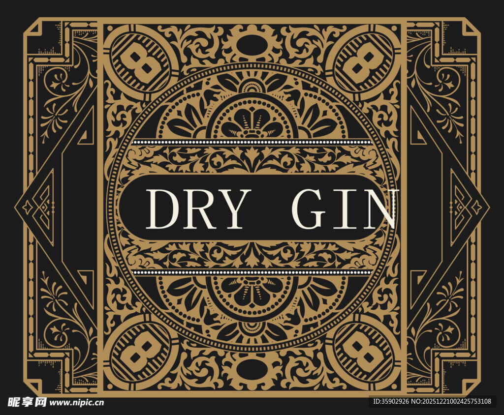 复古风格干金酒包装设计