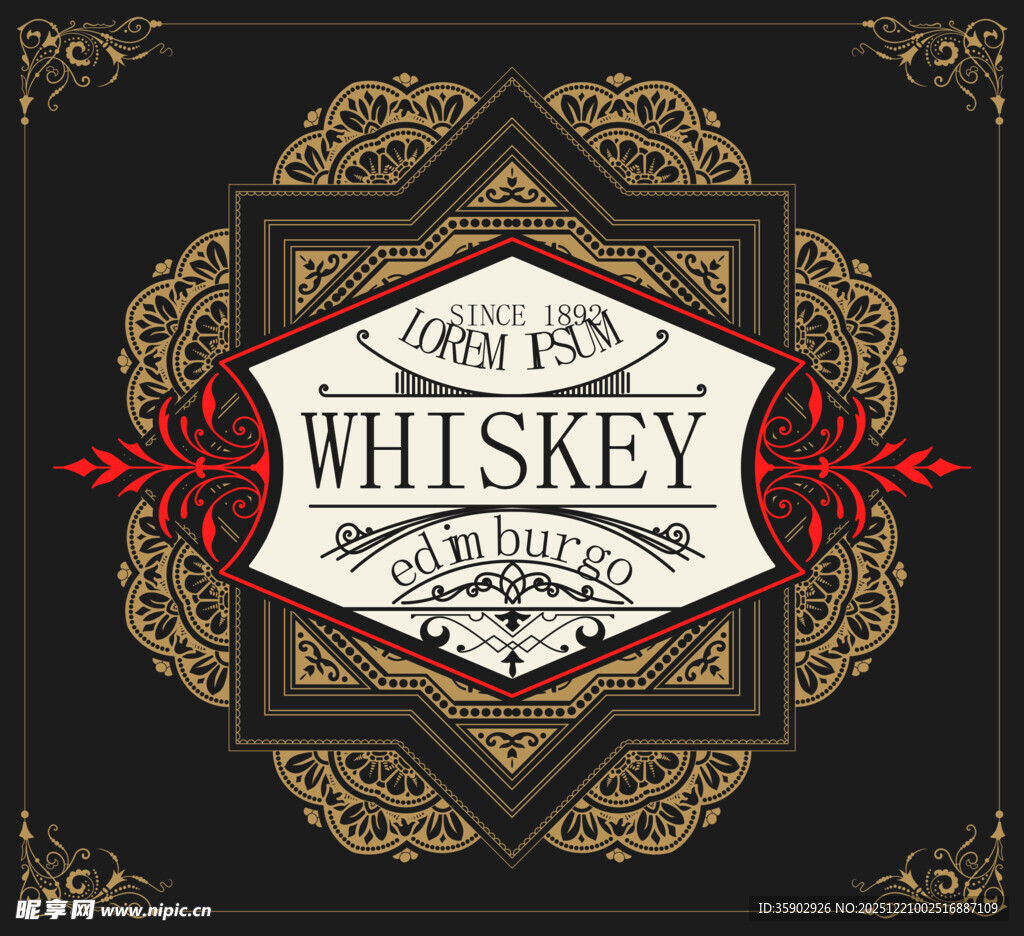 复古威士忌酒标设计