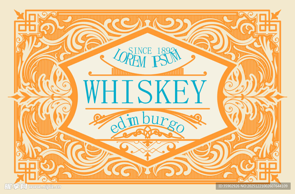复古风格威士忌酒标设计