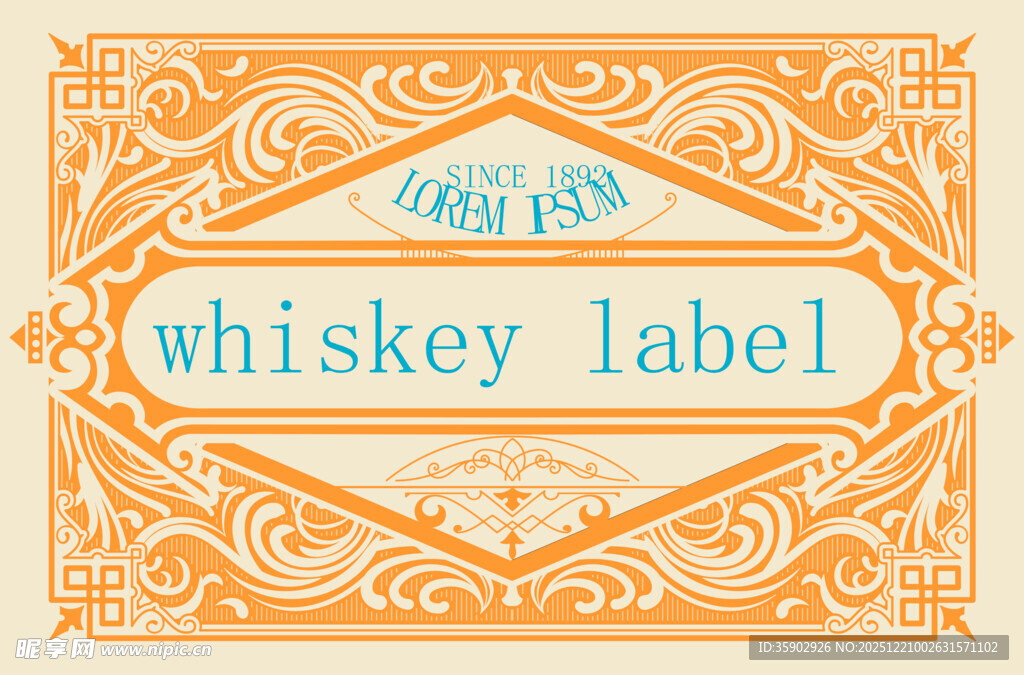 复古威士忌酒标签设计