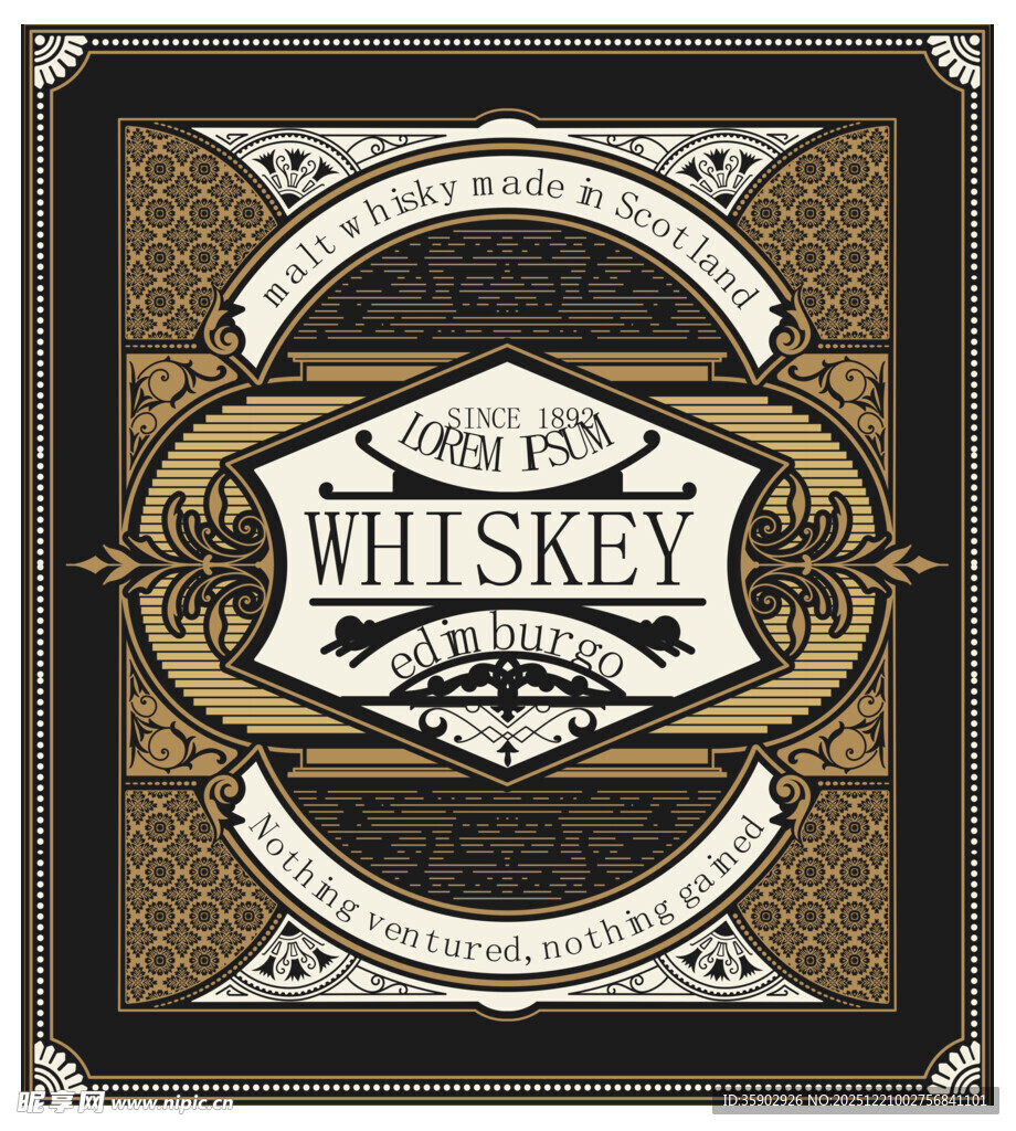 复古风威士忌酒标设计