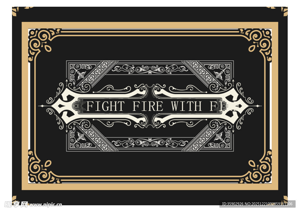 复古黑金花纹装饰图案