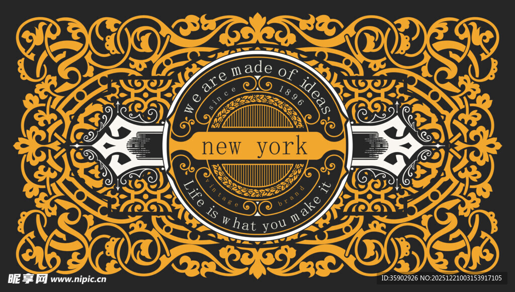 复古华丽花纹装饰图案