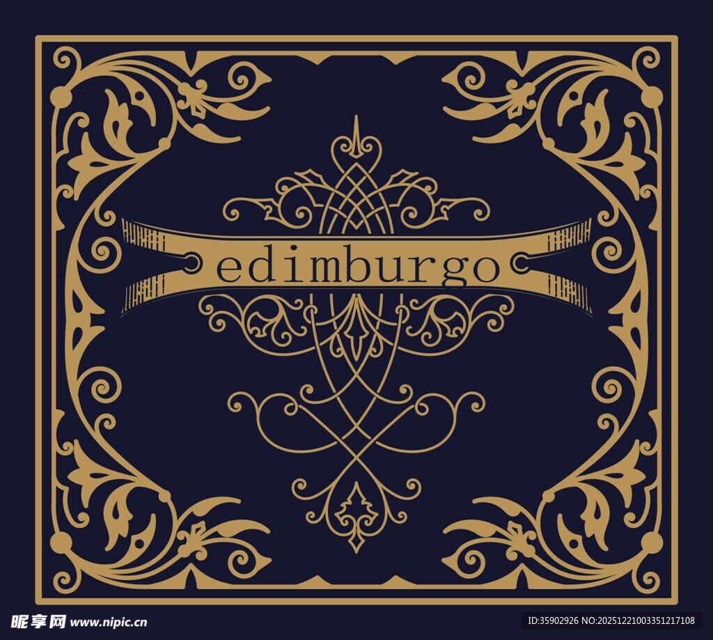 复古金色装饰封面设计