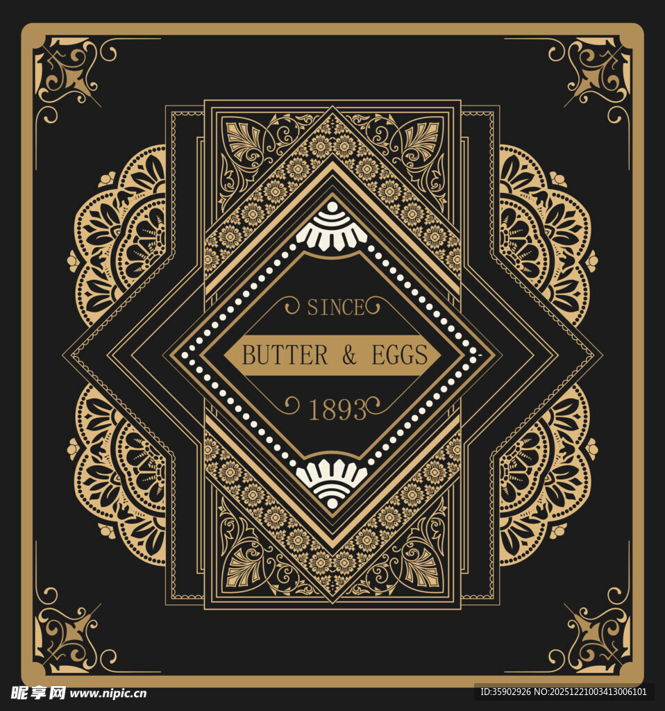 复古黑金奢华装饰图案