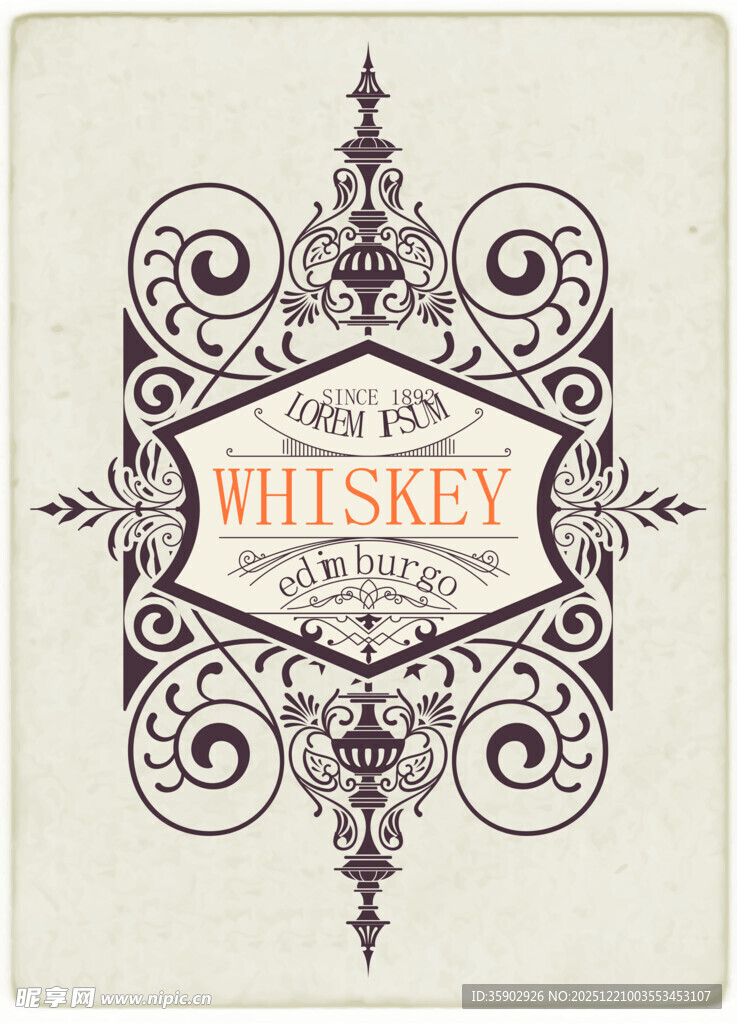 复古风威士忌装饰图案