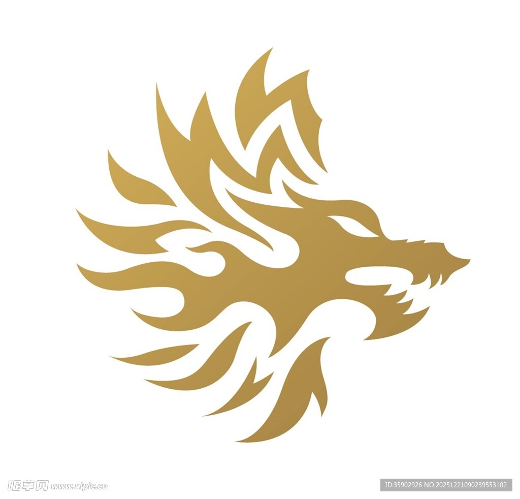 金色火焰狼头标志