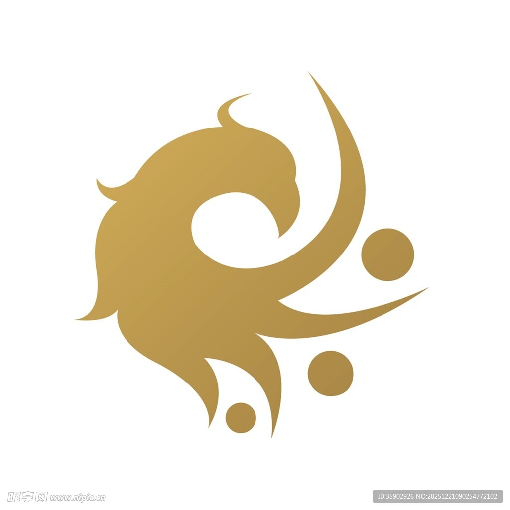 金色抽象凤凰标志设计