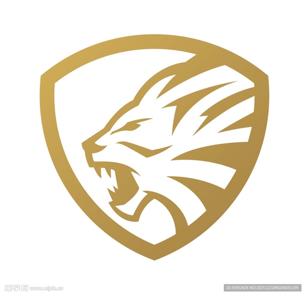 金色狮头盾牌标志图案