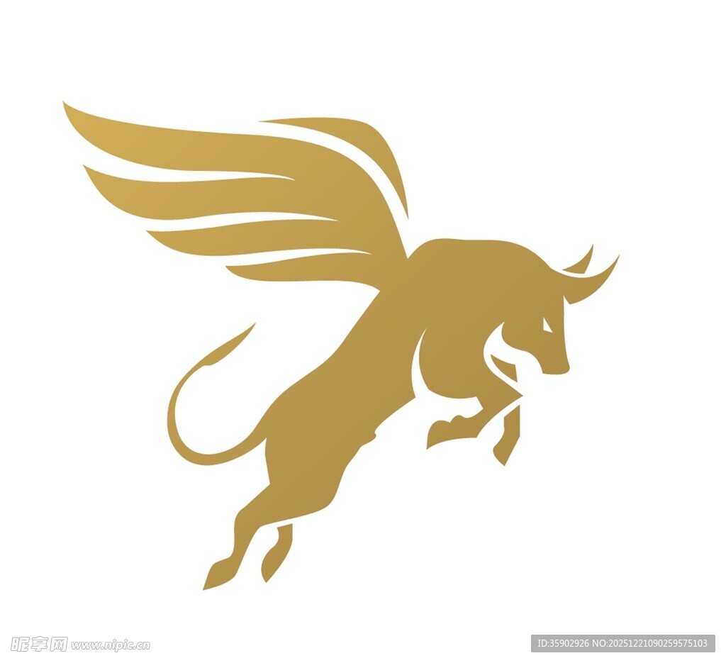 金色飞牛标志图案