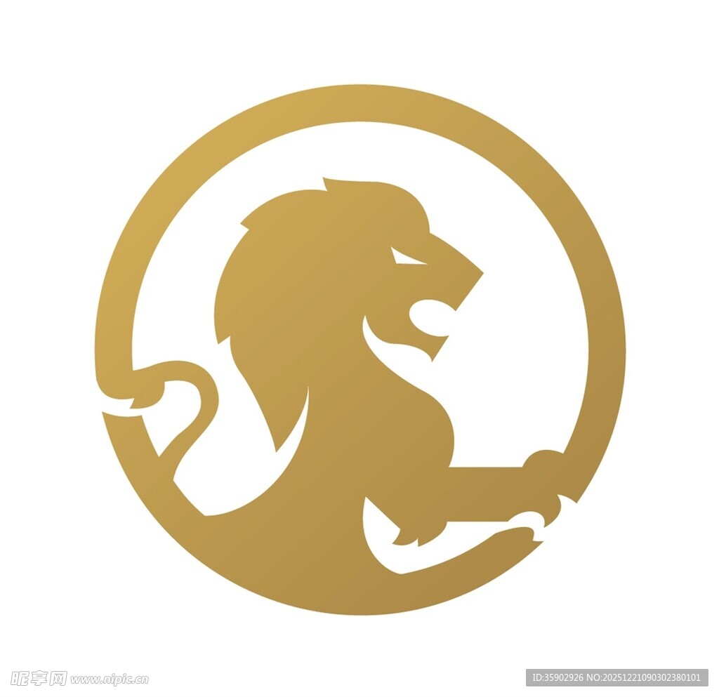 金色狮子圆形标志图案
