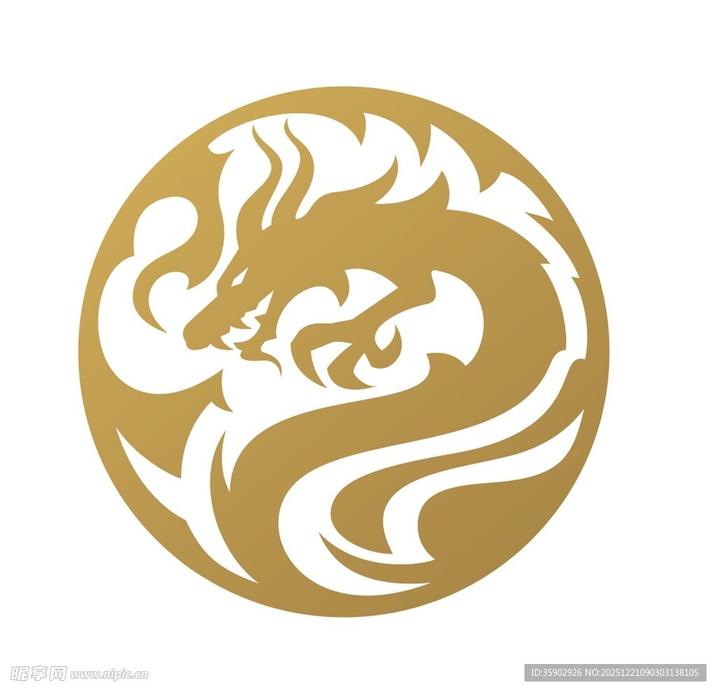 金色龙形圆形标志图案