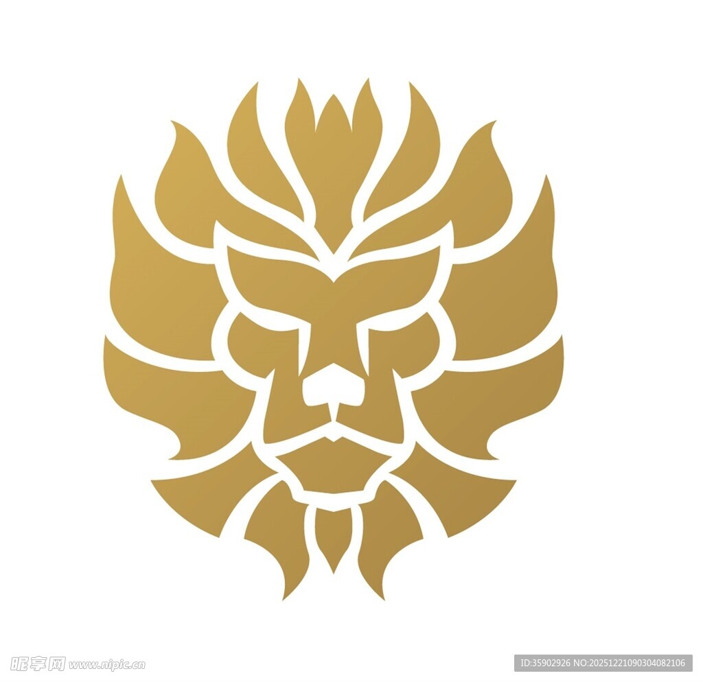 金色狮子简约标志设计