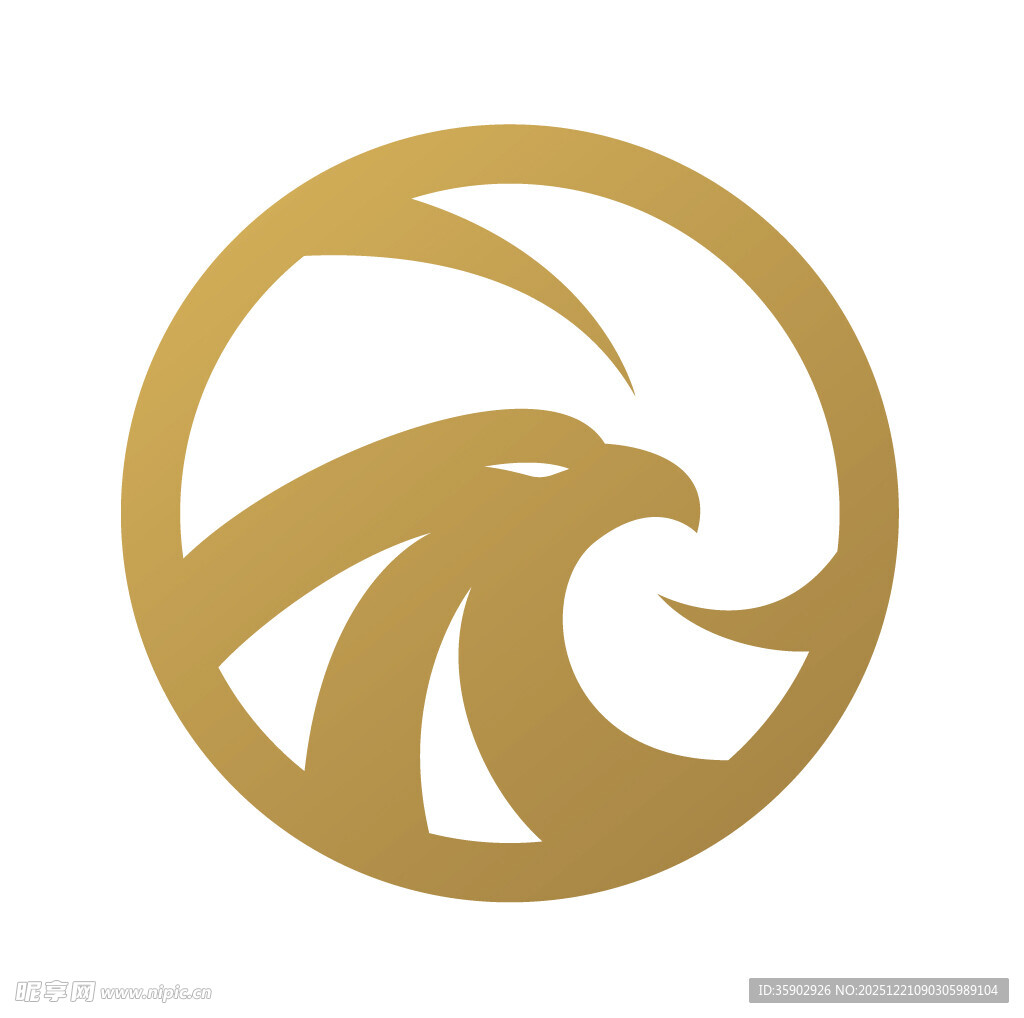 金色凤凰圆形标志