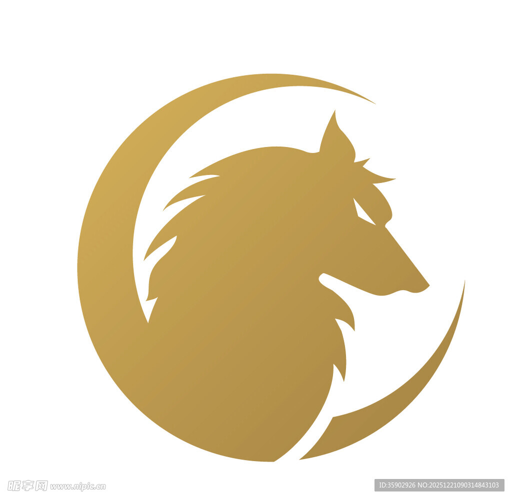 金色狼头标志设计
