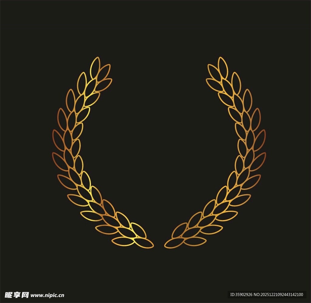 金色麦穗花环图案设计