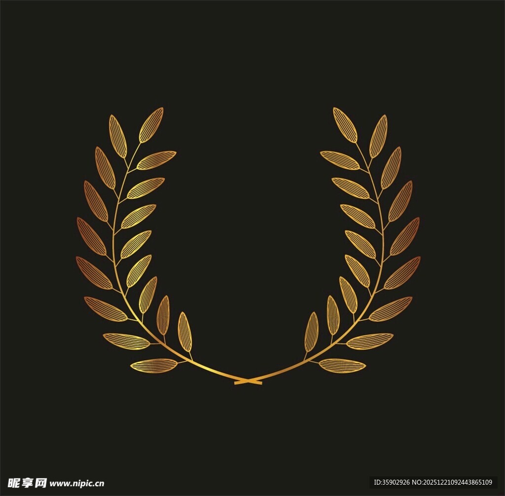 金色月桂叶花环图案