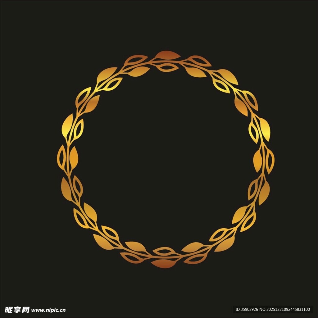 金色叶子环形装饰图案
