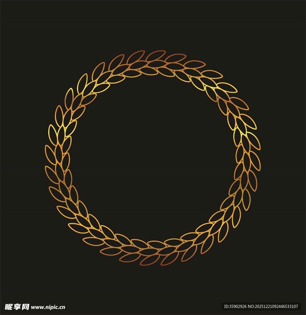 金色藤蔓环形装饰图案