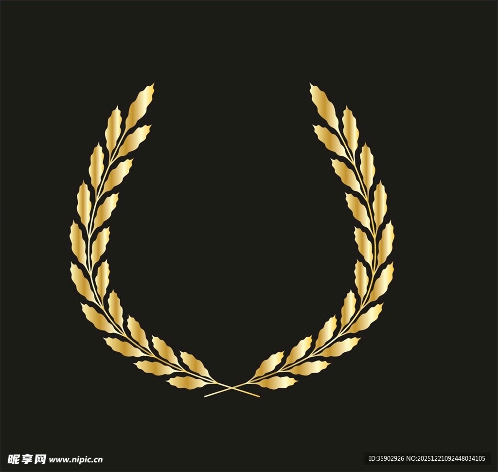 金色月桂叶花环