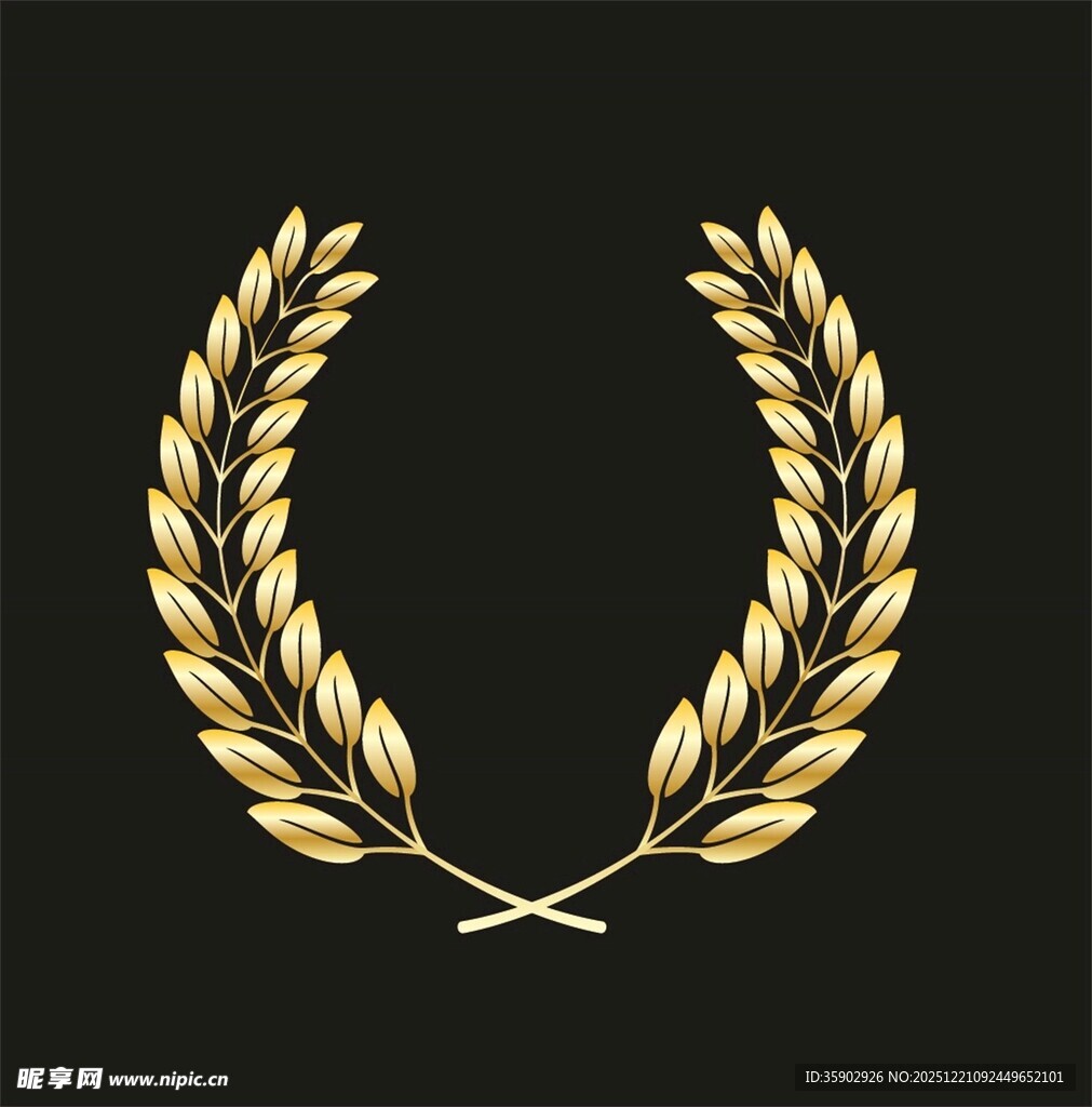 金色月桂叶花环