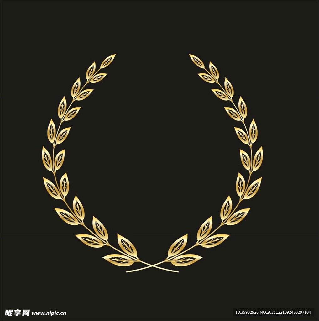 金色月桂叶花环