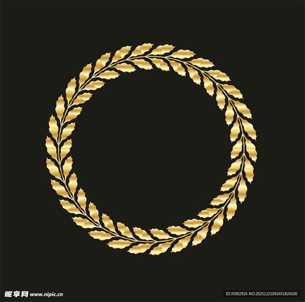金色麦穗花环装饰图案