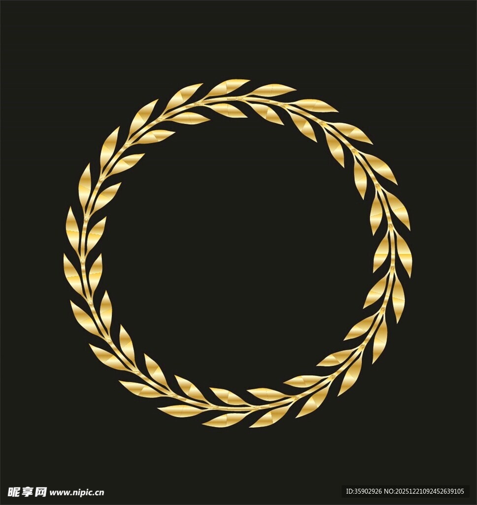 金色麦穗花环装饰图案