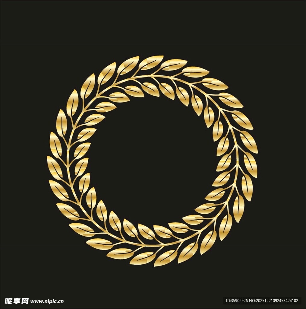 金色麦穗花环图案