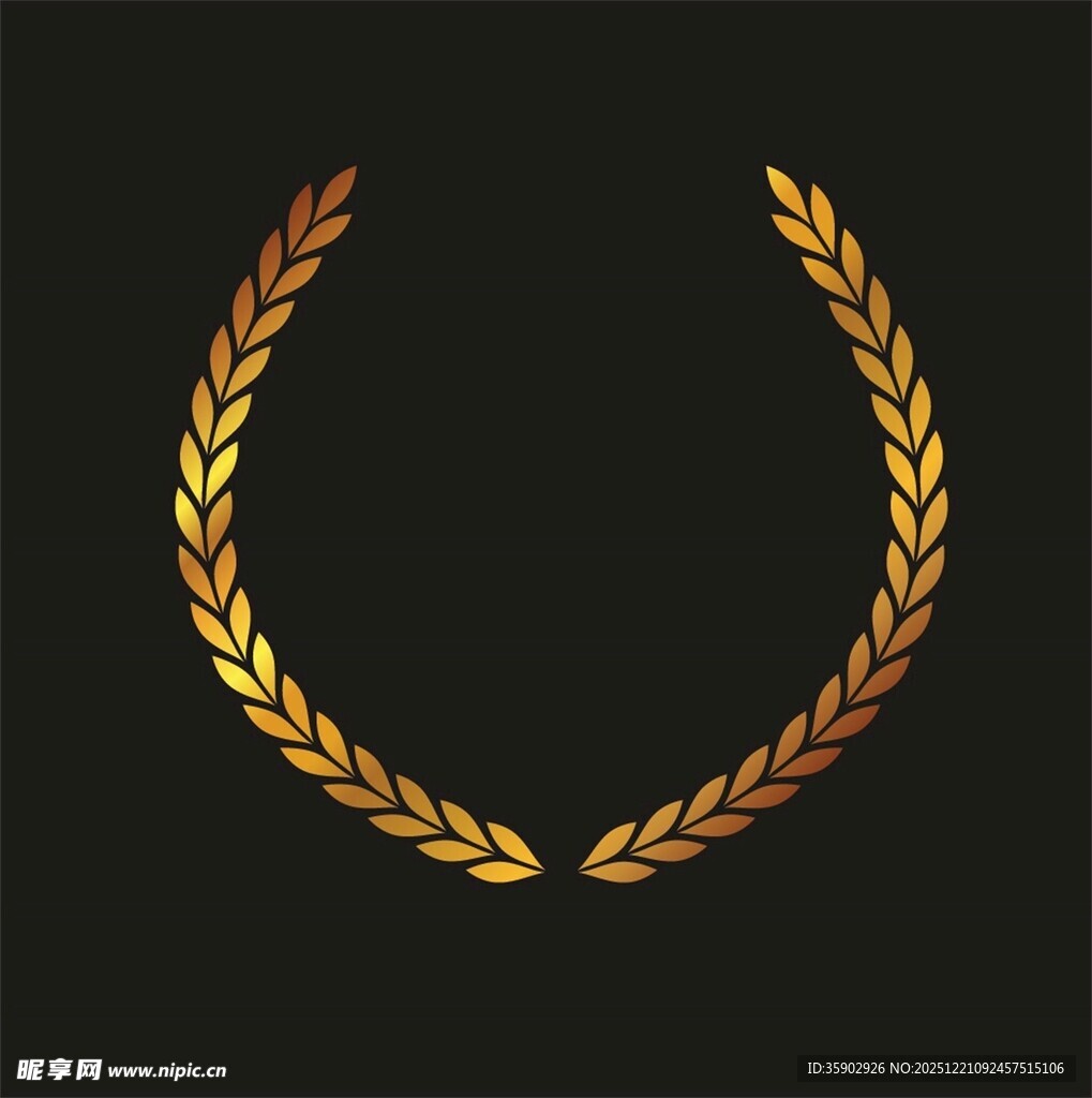 金色麦穗花环装饰图案