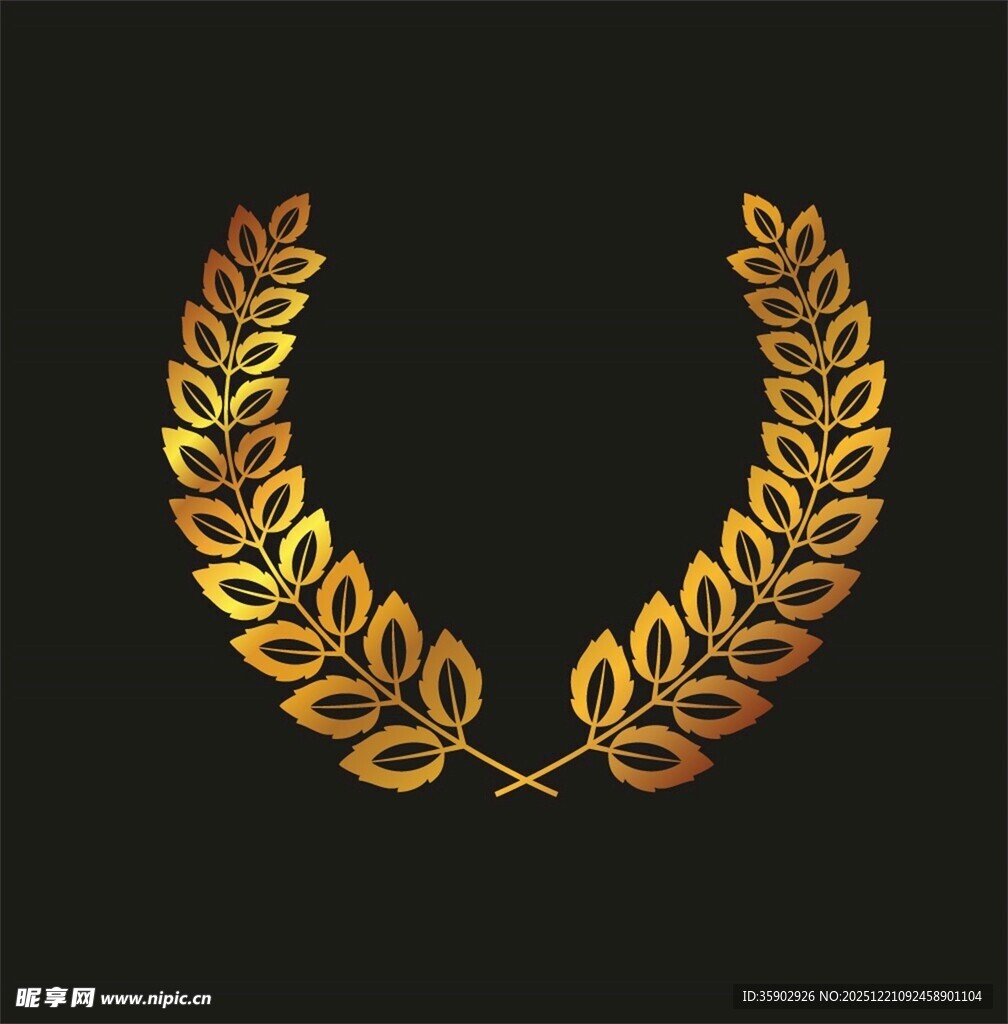 金色月桂叶花环
