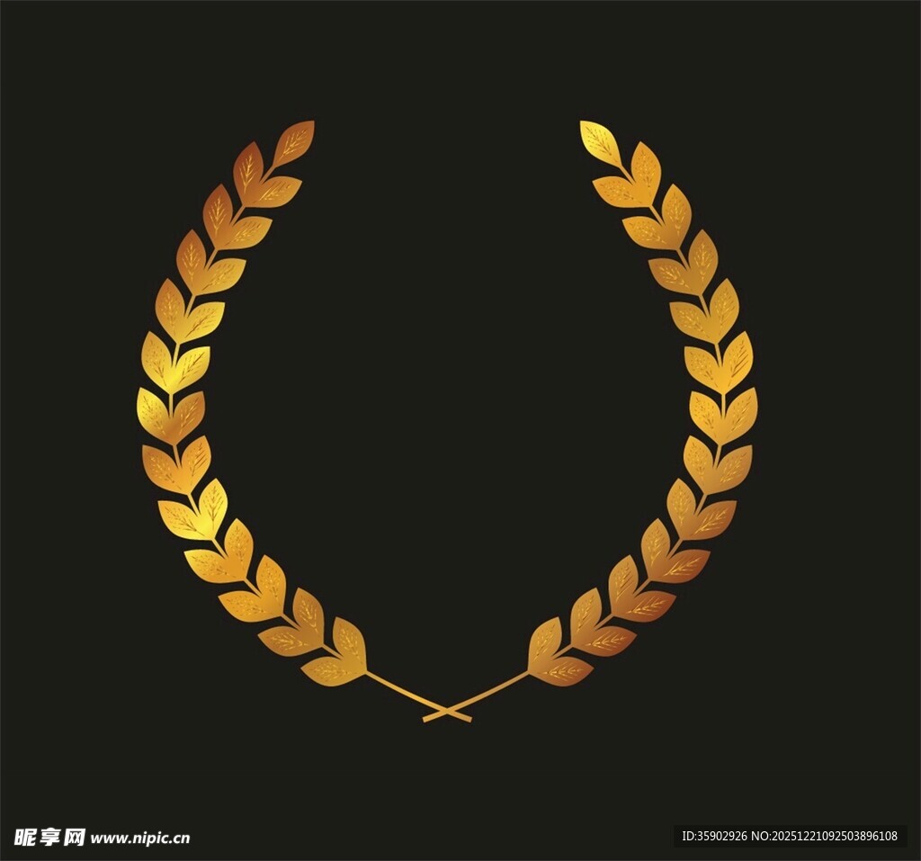 金色麦穗花环图标