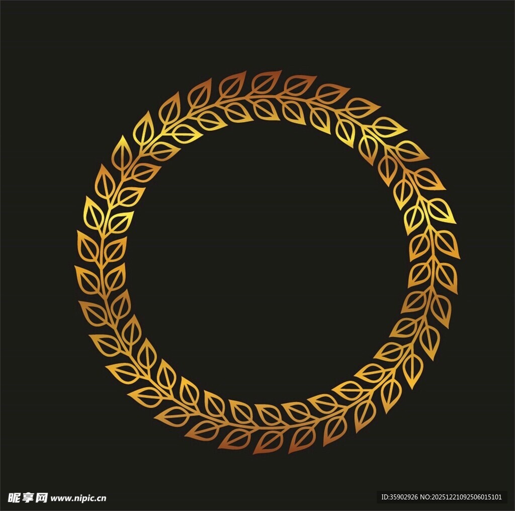 金色叶形圆环装饰图案
