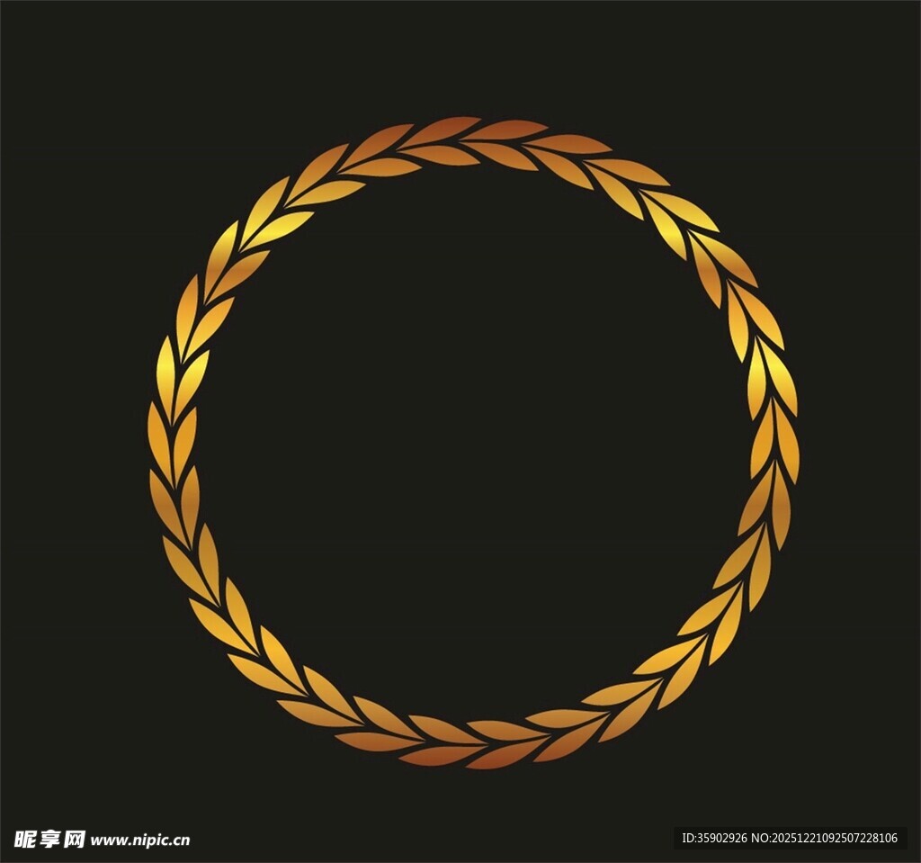 金色麦穗环形装饰图案